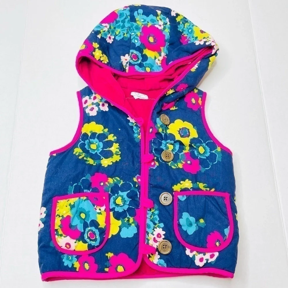 Genuine Kids By Oshkosh B’Gosh Flower Hooded Reversible Vest